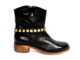 Riemen - Zwart met gouden studs kort (prijs per paar)