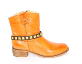 Riemen - Bruin met gouden Studs kort (prijs per paar)