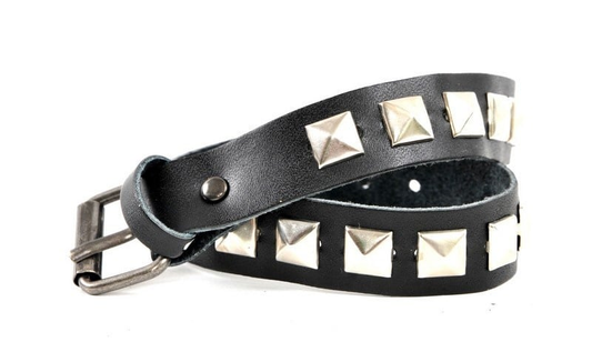 Riemen - Zwart met zilveren studs kort (prijs per paar)
