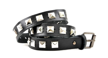 Riemen - Zwart met zilveren studs lang (prijs per paar)