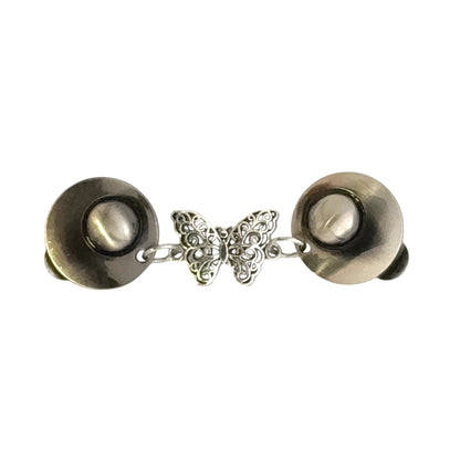 Vestsluiting De Vlinder in zilverkleur met elegante clips en opengewerkte vlinder tussenbedel voor een sierlijke uitstraling.