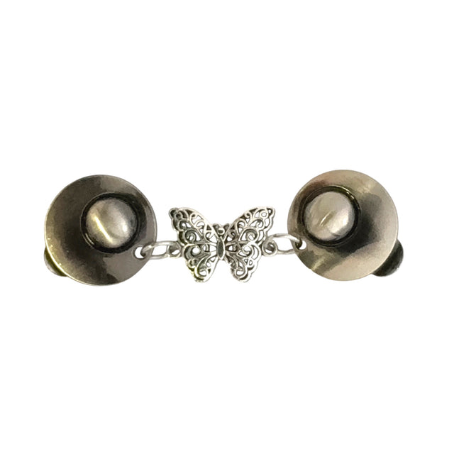Vestsluiting De Vlinder in zilverkleur met elegante clips en opengewerkte vlinder tussenbedel voor een sierlijke uitstraling.