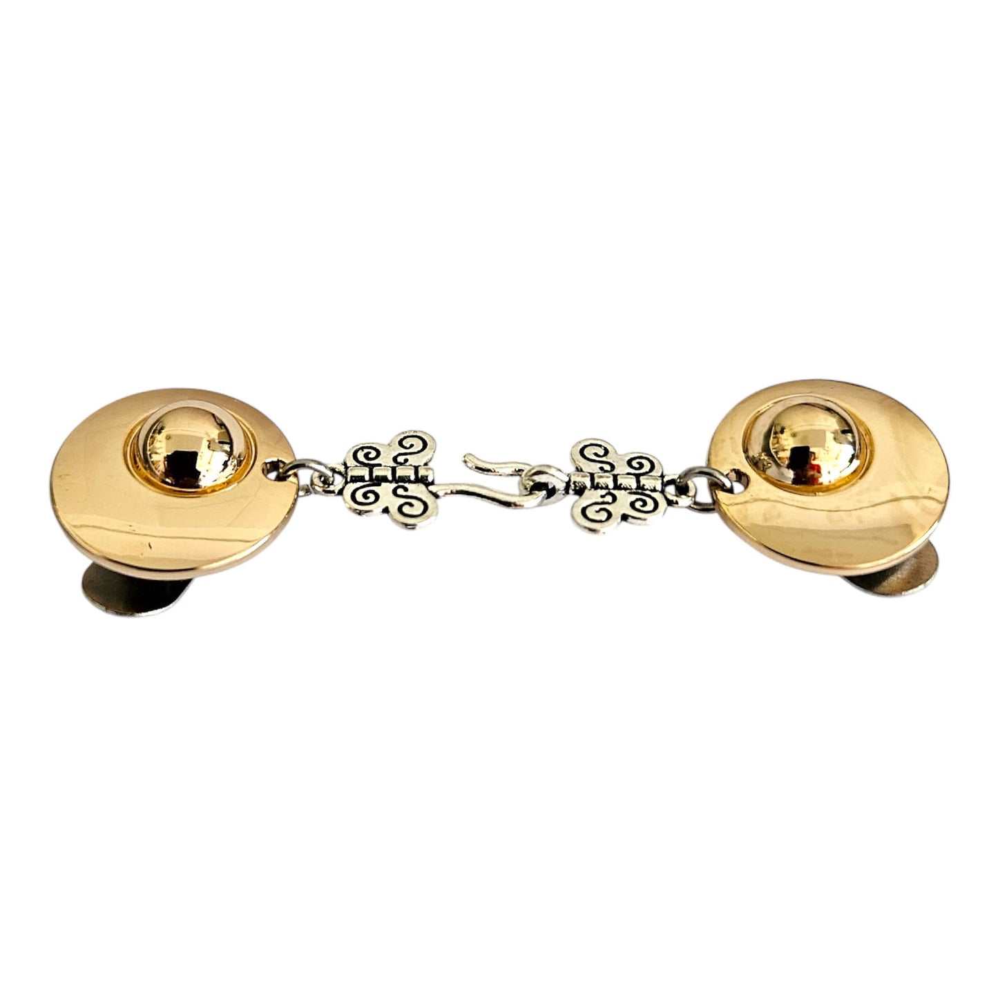 Vestsluiting De Vlinders haak en oog goud met ronde clips en sierlijke vlinderdetails, elegante Fashionclip voor vesten.