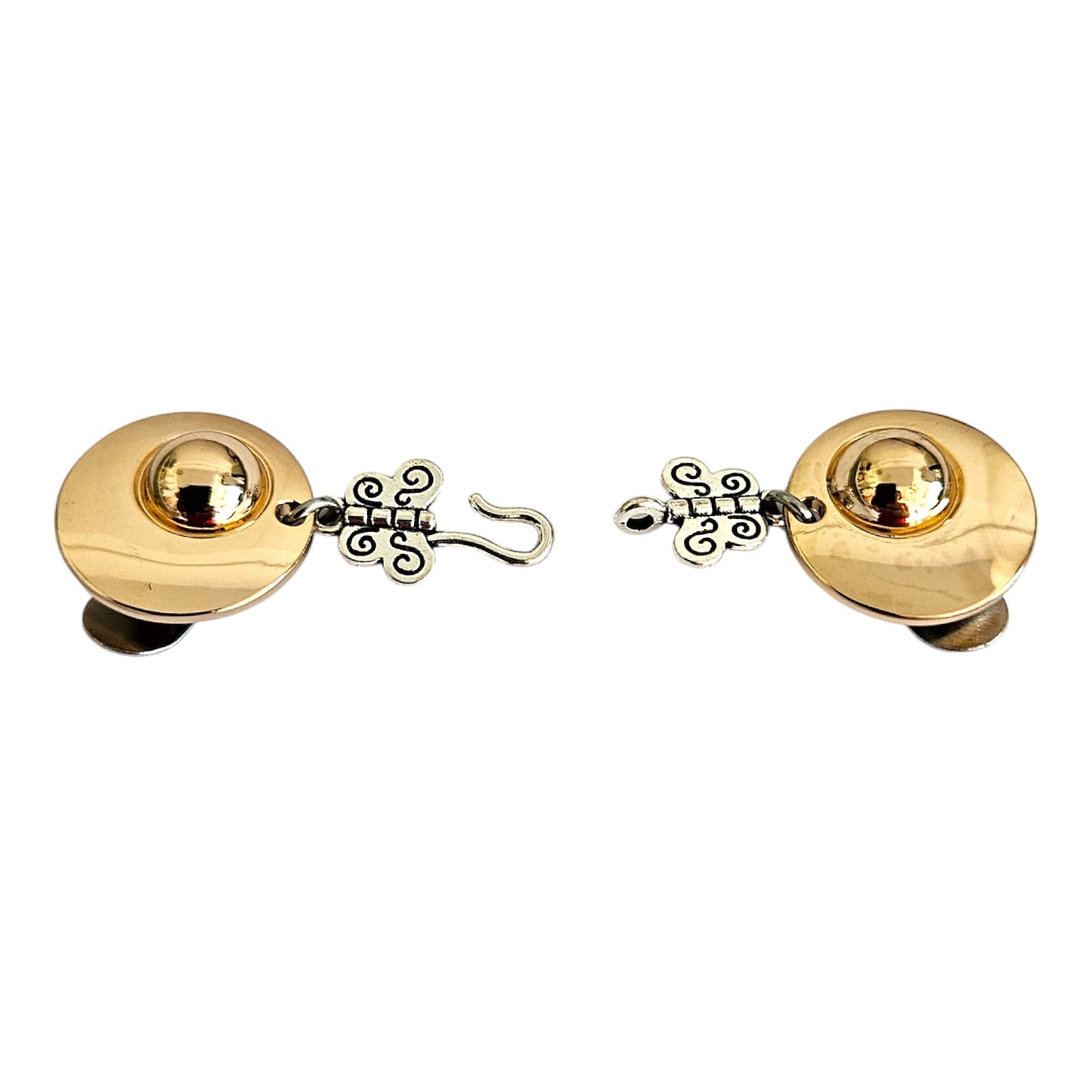 Vestsluiting De Vlinders haak en oog goud met ronde clips en sierlijke vlindersluiting, praktische Fashionclip voor het sluiten van vesten.