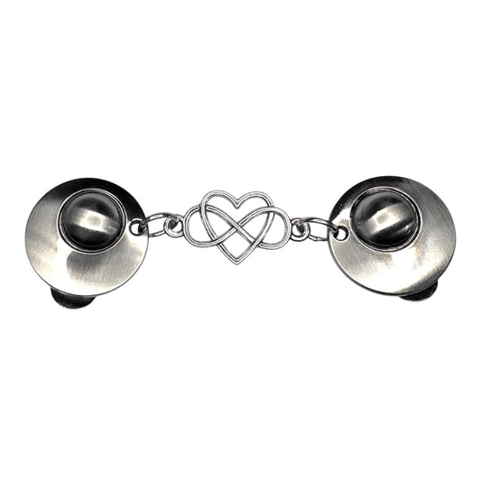 Vestsluiting Het Hart in zilverkleur met elegante clips en opengewerkte hartvormige infinity tussenbedel.