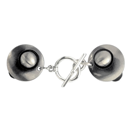 Vestsluiting T-Bar Classic zilver met zilverkleurige clips en praktische T-bar sluiting, elegante Fashionclip voor het sluiten van vesten.